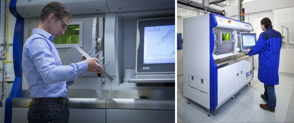 On the left: Marc de Smit and the laser powder bed fusion machine