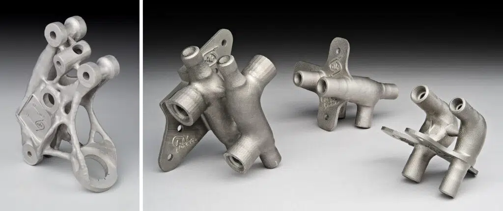 Optimised bracket for Fokker Services and optimised hydraulic ma Left: Optimised bracket for Fokker Services. Right: Optimised hydraulic manifolds
